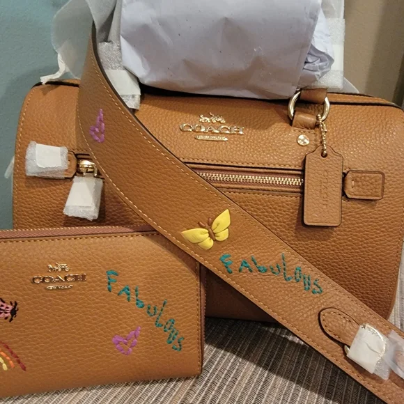 Coach Diary Embroidery Rowan Satchel and matching wallet bundle - Picture 3 of 16